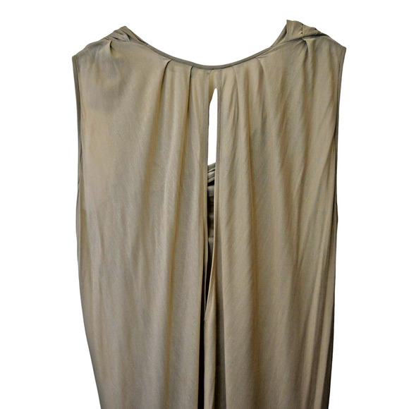 Malene Birger Midi Dress Size Small Tan Ruched Loose Sleeveless Back Cutout - Picture 4 of 7